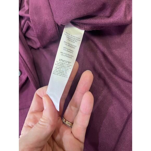 Chico’s Faux Suede Ruffle Front Button Front Blouse, Long Sleeve Women’s 0 (XS) - Picture 6 of 10